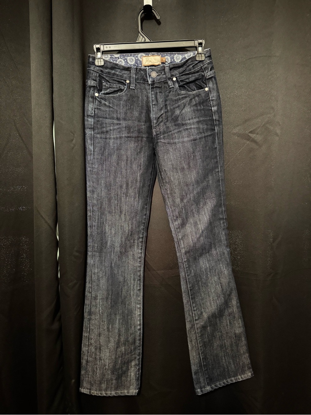 PAIGE Faded Dark Blue Flare Jeans - Picture 2 of 7